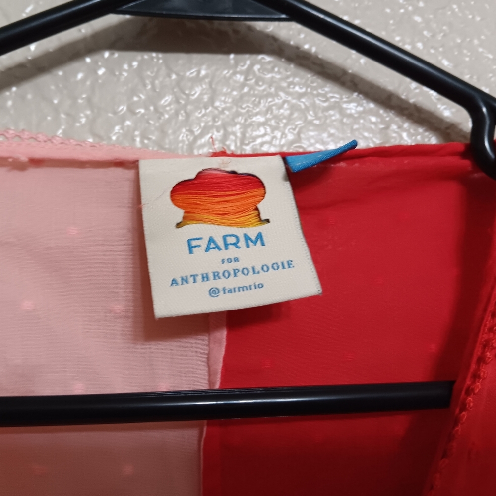 Farm Rio Pink Red Colorblock Swiss Dot Wrap Top - Picture 6 of 6